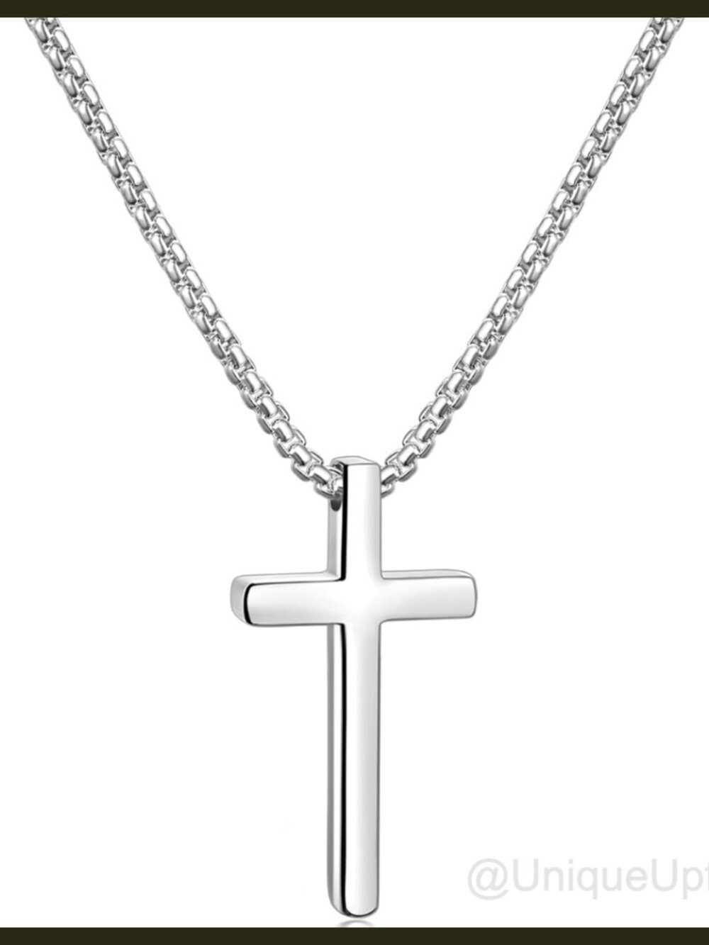 Men's Stainless Steel Cross Necklace 18" Box Chain Pendant Jewelry Gift